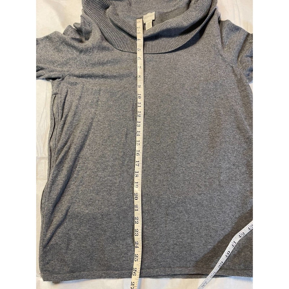 Zenergy By Chicos Sz 2 (12) Gray Cowl Neck Pullover Sweater Side Zippers - Picture 10 of 10